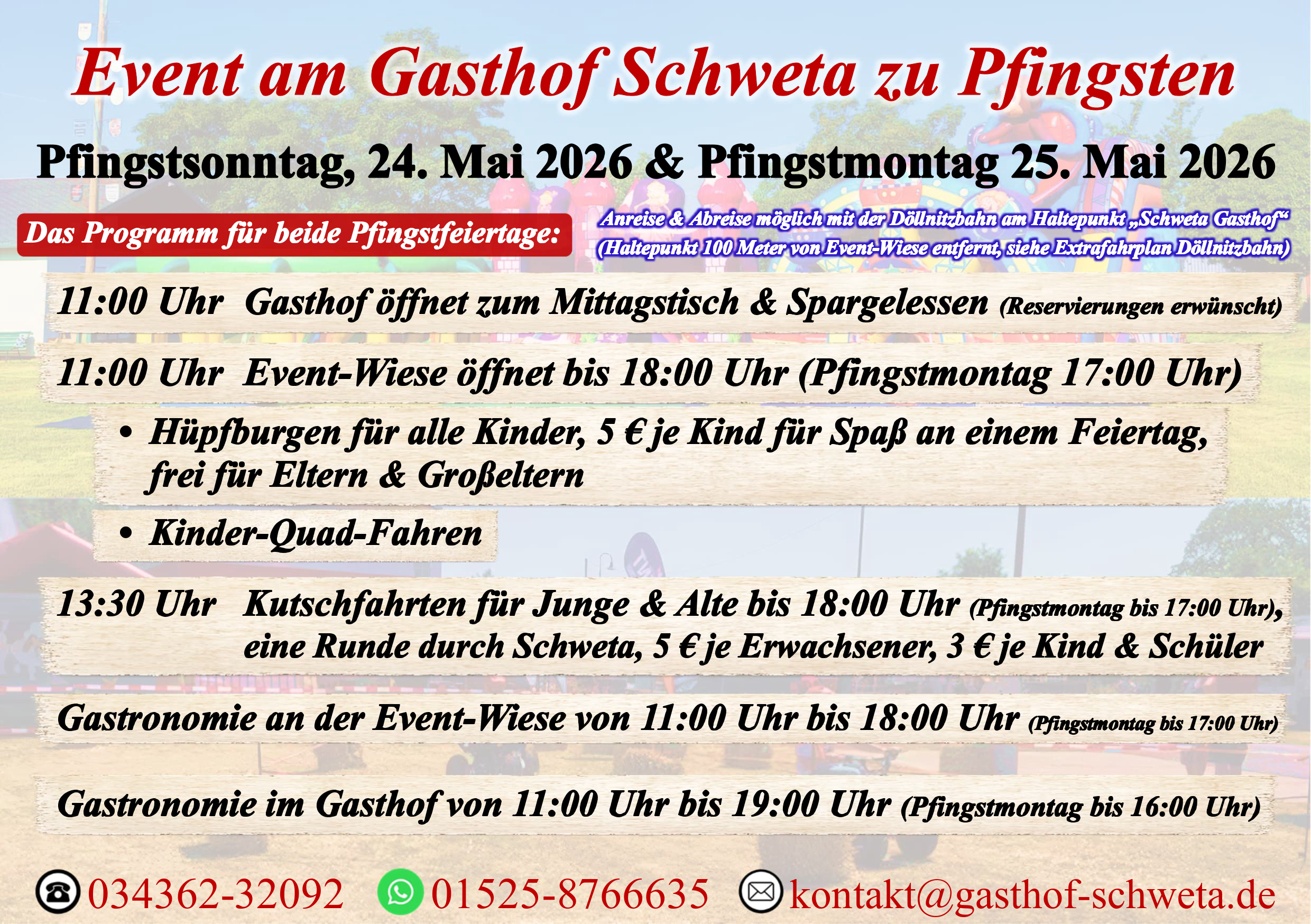 Pfingsten im Gasthof Schweta am 24.05.2026 und 25.05.2026